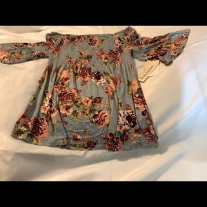 Light blue off the shoulder top